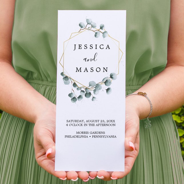 Eucalyptus Greenery Tri-Fold-Bröllopsprogram Reklamblad (Skapare uppladdad)