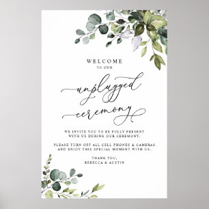 Eucalyptus Greenery Unplugged Bröllop Ceremony Poster
