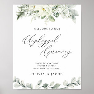 Eucalyptus Greenery Unplugged Bröllop Ceremony Poster