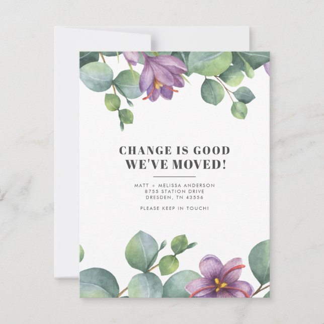 Eucalyptus Greenery Vi har Flyttat botanisk Flytta (Framsida)