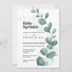 Eucalyptus Greenery Watercolor Baby Sprinkle Invit Inbjudningar