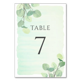 Eucalyptus Greenery Watercolor Bröllop Bordsnummer