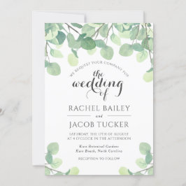 Eucalyptus Greenery Watercolor Bröllop Inbjudningar