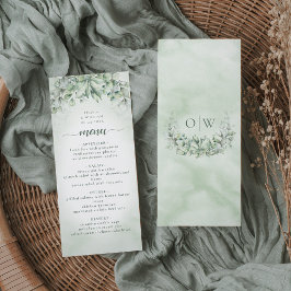 Eucalyptus Greenery Watercolor Bröllop Menu Meny