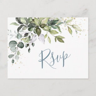 Eucalyptus Greenery Watercolor Bröllop OSA Vykort