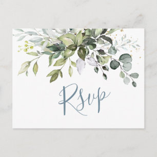 Eucalyptus Greenery Watercolor Bröllop OSA Vykort