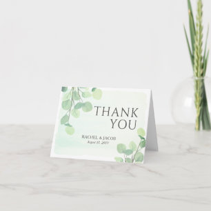 Eucalyptus Greenery Watercolor Bröllop Tack Kort