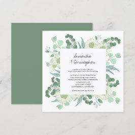 Eucalyptus Greenery Watercolor Flowers Bröllop Inbjudningar