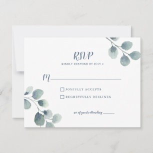 Eucalyptus Greenery Watercolor Foliage Dusty Blue OSA Kort