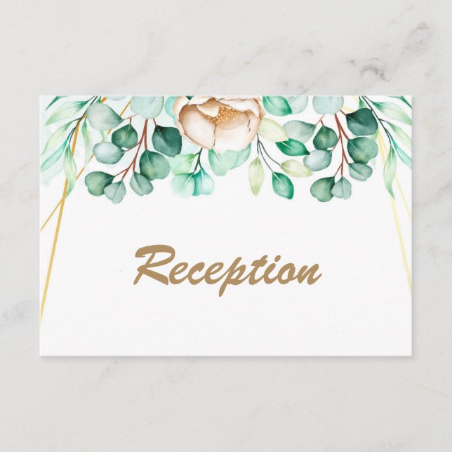 Eucalyptus Greenery Watercolor Wedding Reception Tilläggskort (Framsida)