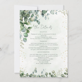 Eucalyptus Greenery Wedding Details Card - 1001A Inbjudningar