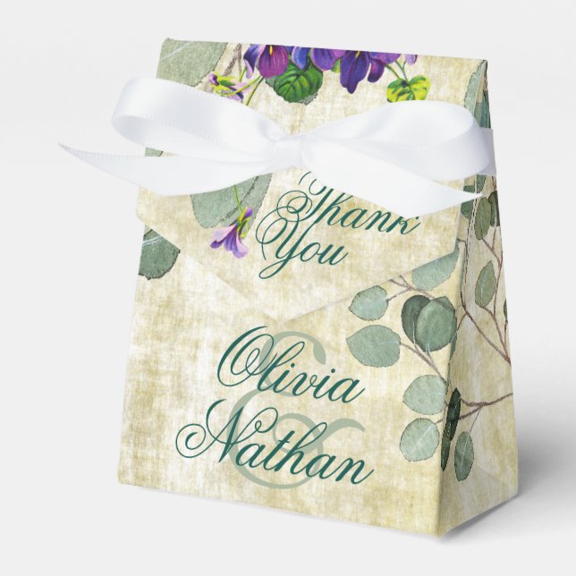 Eucalyptus Greenery Wedding Favor Boxes Presentaskar (Framsidan Sidan)