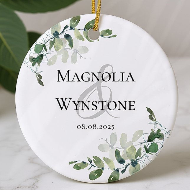 Eucalyptus Greenery Wedding Favor Julgransprydnad Keramik (Skapare uppladdad)