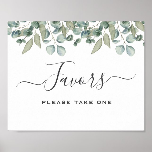 Eucalyptus Greenery Wedding Favor Sign Poster (Framsidan)