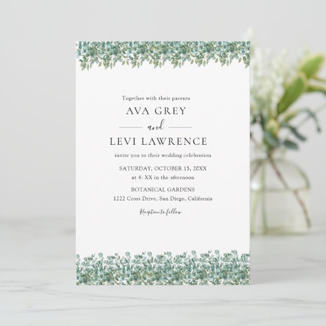 eucalyptus greenery wedding inbjudningar (Stående Fram)