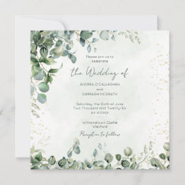 Eucalyptus Greenery Wedding Invitation 1001 Square Inbjudningar