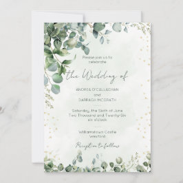 Eucalyptus Greenery Wedding Invitation Flat Card Inbjudningar