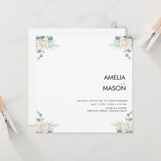 eucalyptus greenery wedding Invitation Inbjudningar (Fram/Back In Situ)