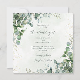 Eucalyptus Greenery Wedding Invitation Square 1001 Inbjudningar