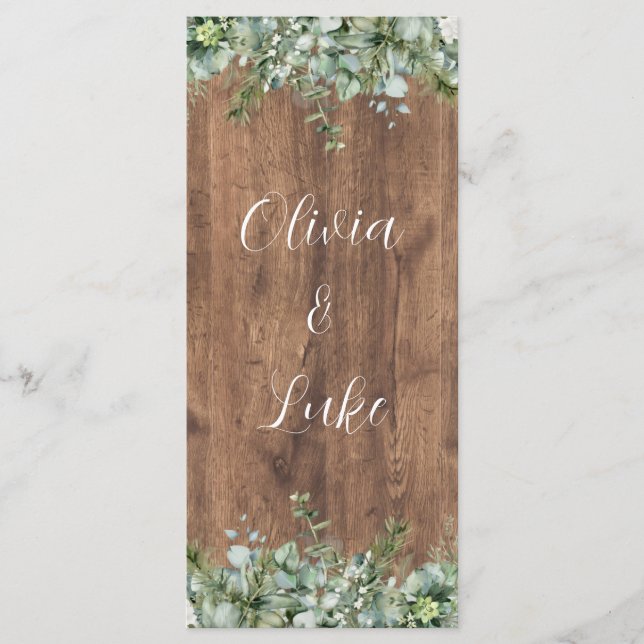 Eucalyptus Greenery Wedding Menu Card | Rustic Meny (Framsida)