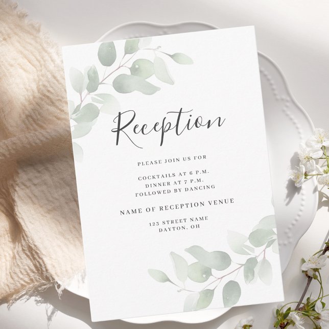 Eucalyptus Greenery Wedding Reception Tilläggskort (Skapare uppladdad)