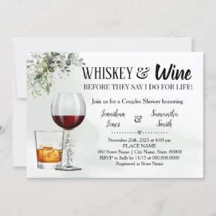 Eucalyptus greenery whiskey & vin par dusch inbjudningar