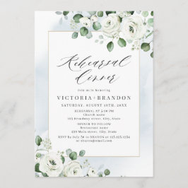 Eucalyptus greenery white blommigt rehearsal midda inbjudningar