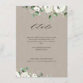 Eucalyptus greenery white blommigt rustic bröllop tilläggskort