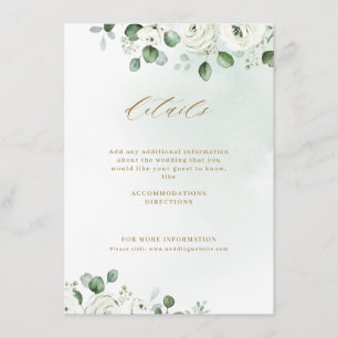 Eucalyptus greenery white blommigt rustic bröllop tilläggskort