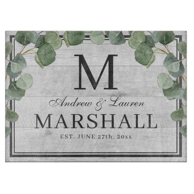 Eucalyptus Greenery White Wood Couple Bröllop Gift (Framsidan)