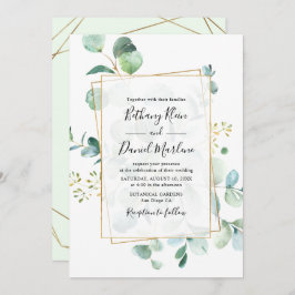 Eucalyptus Greenery with Geometric Ram Bröllop Inbjudningar