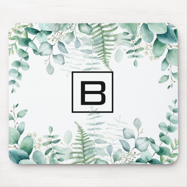 Eucalyptus greenery woodland ferns monogram musmatta (Framsidan)