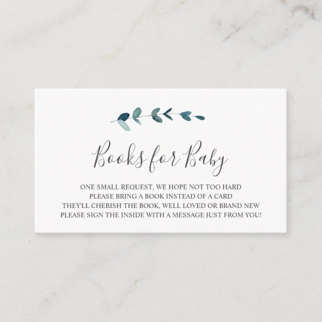 Eucalyptus Gren Bokar för införande av Baby-kort Tilläggskort (Framsida)