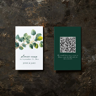 Eucalyptus gren bröllop qr-osa tilläggskort