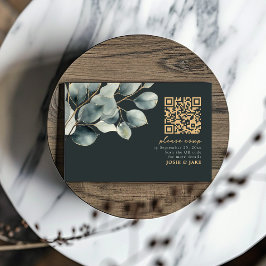 Eucalyptus gren, grönt bröllop QR Code osa Kort
