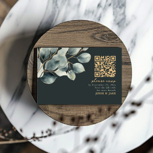 Eucalyptus gren, grönt bröllop QR Code osa Kort