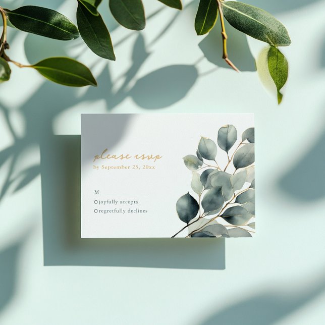 Eucalyptus gren grönt löv bröllop OSA-kort OSA Kort (Eucalyptus branch green leaves wedding rsvp card)