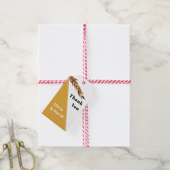 Eucalyptus gren med löv faller bröllop presentetikett (Med Snöre)