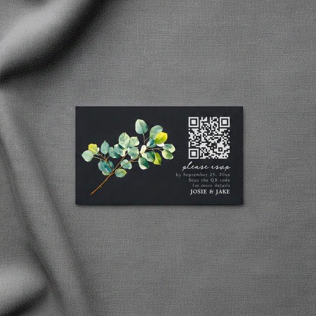 Eucalyptus gren, mörk bröllop OSA djurutrymme Tilläggskort (Eucalyptus branch, dark wedding rsvp enclosure.)