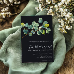 Eucalyptus gren och grönt löv bröllop inbjudningar