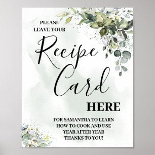 Eucalyptus grenery succulent recept card poster