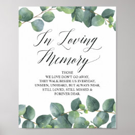 Eucalyptus Grey in Loving Memory Memorial Sign Poster