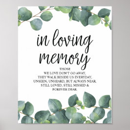 Eucalyptus Grey in Loving Memory Memorial Sign Poster