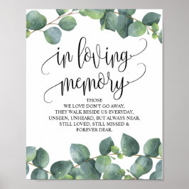 Eucalyptus Grey in Loving Memory Memorial Sign Poster