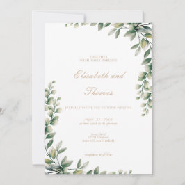 Eucalyptus gröna blad elegant bröllop inbjudningar