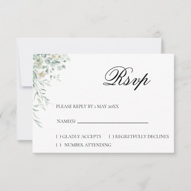 Eucalyptus Grönsak RSVP-kort OSA Kort (Framsida)