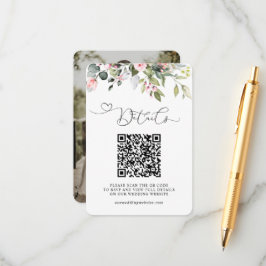 Eucalyptus Grönska Blommig QR-kod & Foto Bröllop Tilläggskort