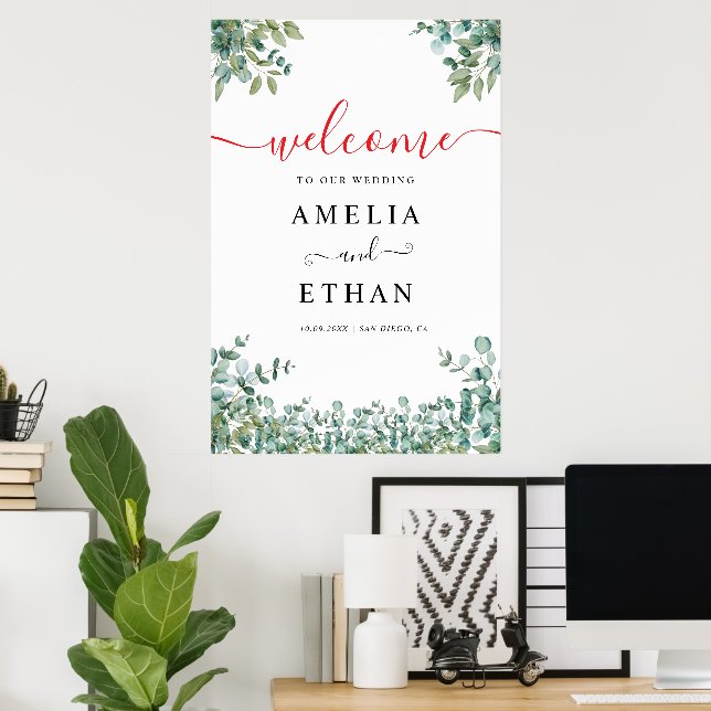 eucalyptus grönska bröllop  poster (Hemmakontoret)