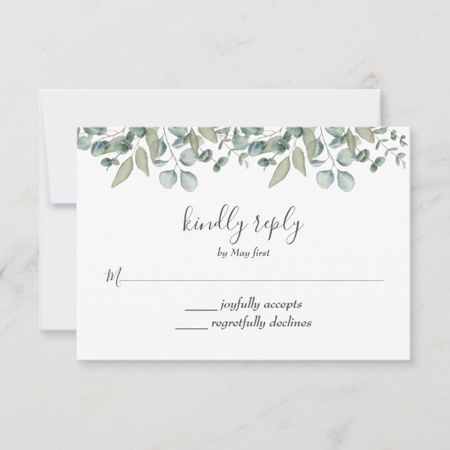 Eucalyptus Grönska Bröllop RSVP OSA Kort (Framsida)
