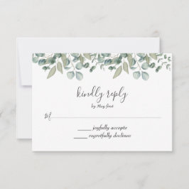 Eucalyptus Grönska Bröllop RSVP OSA Kort